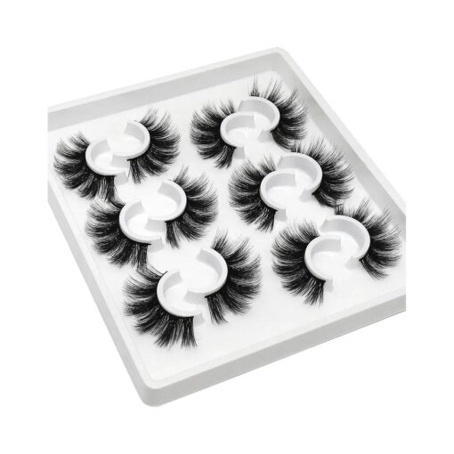 Losha Lashes 6 Pairs Fluffy False Eyelashes for Women 20mm Long Dramatic Faux Mink Strip 5D Lashes Pack for Gorgeous Makeup