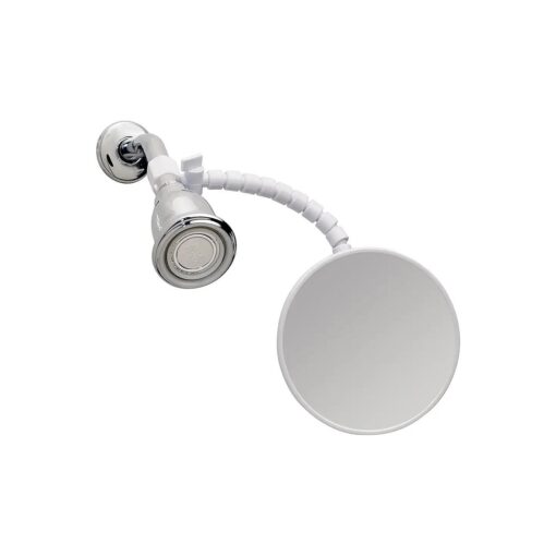 iDesign - 20301 Fog-Free Small Shower Shaving Mirror with Flexible Arm, Fogless Mirror for Bathroom, Vanity, Bathtub, Wall, 14" x 4.5" x 5.82", White