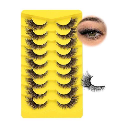 Natural Lashes Cat Eye Fluffy False Eyelashes Wispy Mink Lashes that Look Like Extensions Fox Eye Lashes 9 Pairs by Zegaine