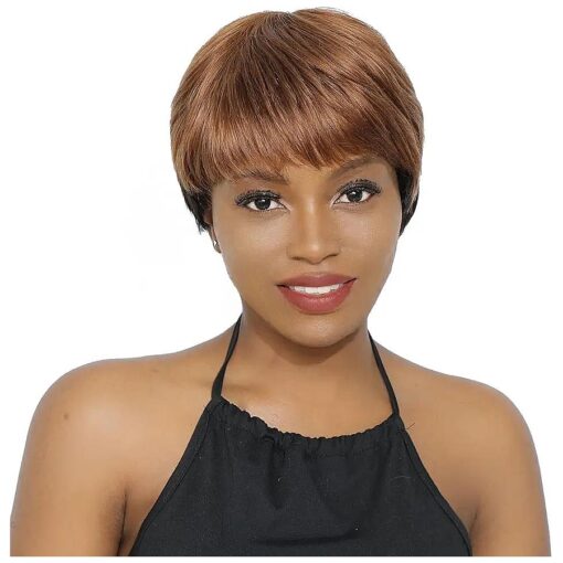 Pixie Cut Wigs for Women 100 % Human Hair Wigs Short Brazilian Remy Human Hair Wigs for Black Women Glueless Wig 1B/30 Color