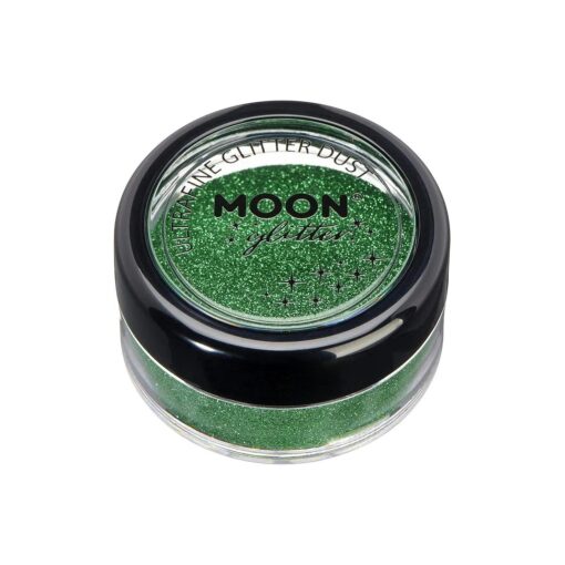 Classic Ultrafine Glitter Dust by Moon Glitter - 100 % Cosmetic Glitter for Face, Body, Nails, Hair and Lips - 5g - Green