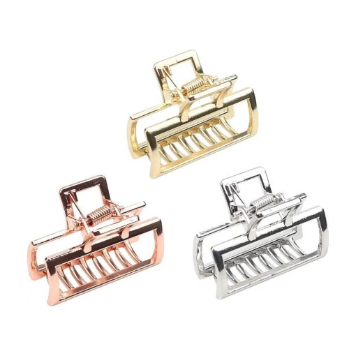 VinBee Small Claw Clips 3 PACK Small Hair Clips For Women, Small Metal Claw Hair Clips For Thick Hair-1.1 * 1.57 inches ( Silver + Gold + Rose Gold )