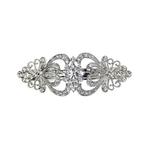 Faship Gorgeous Clear Crystal Hearts And Floral Hair Barrette