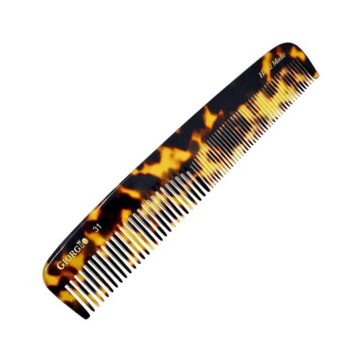 Giorgio G31 Fine Tooth and Wide Tooth, Hair Comb - Hair Styling Comb for Men, Grooming Hair Combs for Women, Mens Beard Care Combs for Detangling and Styling - Handmade Saw-Cut and Hand Polished