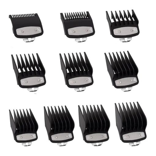 Clipper Guards Cutting Guides Compatible with Wahl Clipper with Metal Clip-from 1/16 Inch to 1 Inch ( 1.5-25mm ) ,10 Pack Black