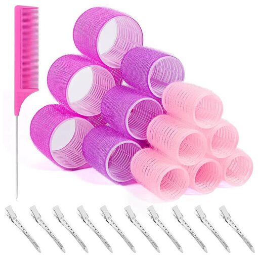 29 PCS Hair Roller Set Hair Curlers, Rollers for Hair Blowout Look with Stainless steel Clips Jumbo Large Medium Hair Curlers for Short Long Hair