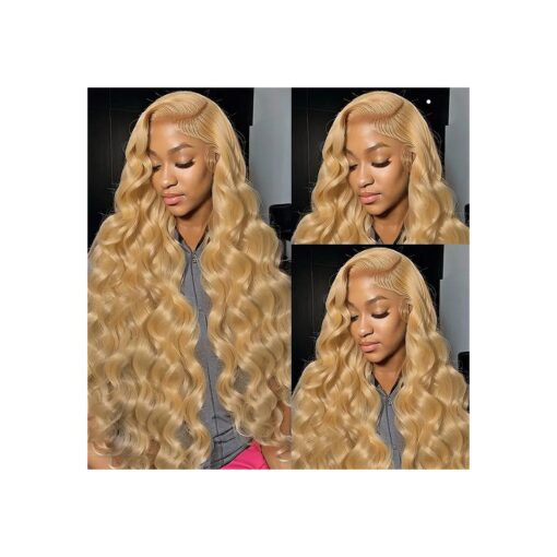 Honey Blonde HD Lace Front Wig Human Hair Pre Plucked With Baby Hair Body Wave Blonde Lace Front Wigs Human Hair 180 % Density Honey Blonde Wig Human Hair 13x4 Lace Frontal Wigs 26 Inch