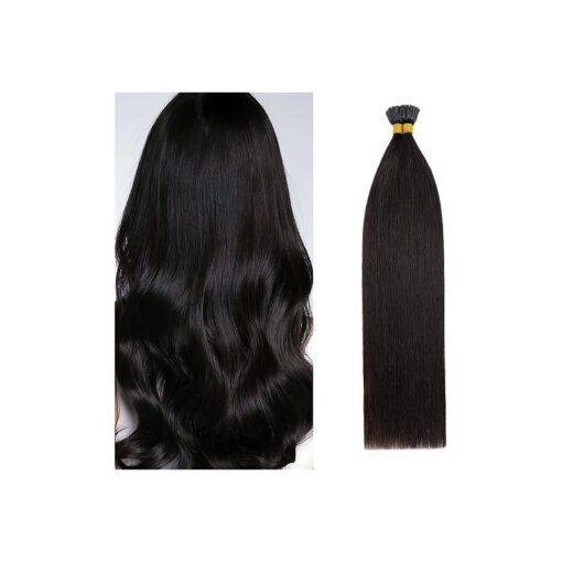 S-noilite I Tip Hair Extensions Human Hair Natural Black I Tips Real Hair Extensions Pre Bonded Stick Tip Human Hair Extensions Black Hair Extensions 100 Strands 50g 16inch