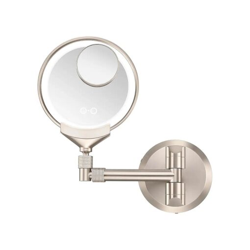 Conair Lighted Makeup Mirror, Bathroom Mirror, Wall Mount, LED Vanity Mirror, 1X/5X/10X Magnifying Mirror, Rechargeable in Satin Nickel