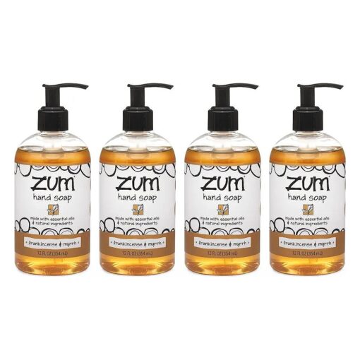 Zum Indigo Wild Hand Soap - Natural Liquid Hand Soap - Perfect Bathroom & Kitchen Hand Soap - Frankincense & Myrrh Scent - 12 oz ( 4 Pack )