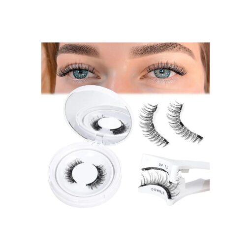 Yawamica Magnetic Eyelashes with Applicator Reusable Magnetic Lashes Natural Look Magnetic False Eyelashes without Eyeliner Wispy Magnetic Eyelashes Kit No Glue Lashes with Magnet for Easy to Apply