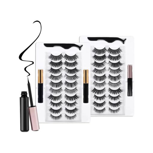 20 Kinds of 3D 5D Magnetic Eyelash Kit with Different Density, Magnetic Eyelashes with 4 Magnetic Eyelash Glue and 2 Tweezers, for Women and Girls Natural Look No Glue Needed