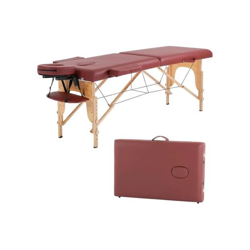 Massage Table Portable Massage Bed Spa Bed PU Leather 2 Fold Heigh Adjustable 84 Inches Salon Bed Face Cradle Bed