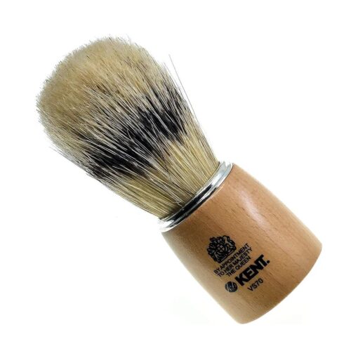 Kent VS70 Natural Badger Bristle Beechwood Shaving Brush for Men for Safety Razor, Shaving Razors for Men, Perfect Lather Shaving Brush for Shave Cream, Shaving Soap, Kent Luxury Shaving Since 1777