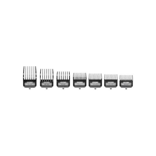 Andis 33640 BG-Series Premium Metal Clip Comb Set - Provides Sharp Cutting Blades with Long-Lasting Performance, Available in 7 Different Sizes - Black