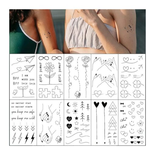 Esland Realistic Best Friends Temporary Tattoos Matching Bestie Tattoo Stickers for Women, Girls, Couples and Family