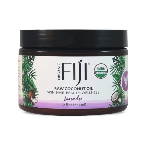 Raw Cold Pressed Coconut Oil for Hair, Skin, Face & Body | Relaxing Massage Oil | Lavender,12 oz for Women Men & Baby