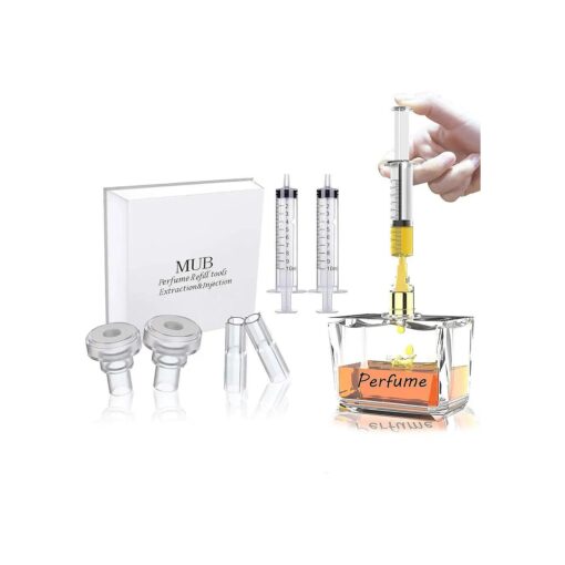 MUB Perfume Refill Pump Tools, Perfume Dispenser with Adapter Tools for Perfumes Transfer to empty bottles, Include 2 Syringe for Replacement