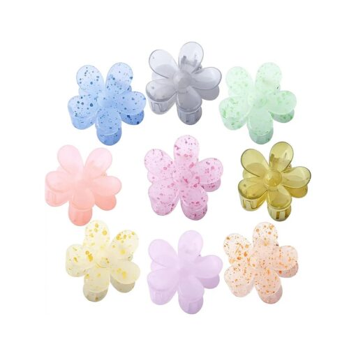 9 PCS Large Flower Hair Clips Cute Flower Clips for Hair Accessories Hair Claw Clips Flower Shaped Hair Clips for Women and Girls 9 Color ( Transparent color )