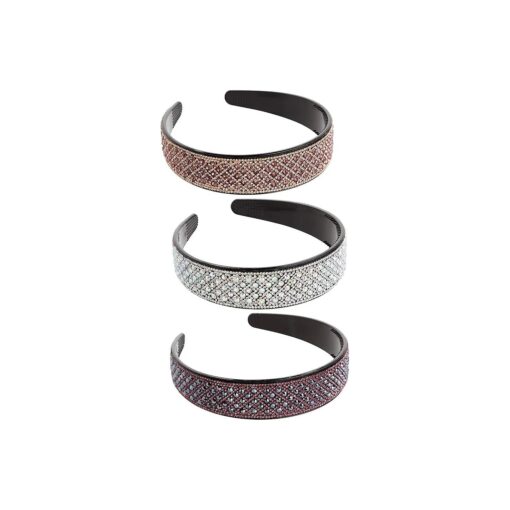 Juvale 3 Pack of Jeweled Rhinestone Headbands for Women and Girls, Thick and Wide Non-Slip Hair Accessories