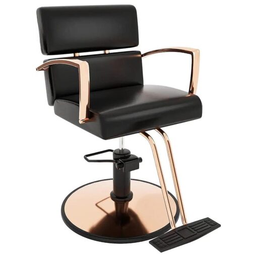 Salon Chair for Hair Stylist Heavy Duty, Barber Chair 360 Degree Swivel, Hydraulic Styling Chair Black & Rose Gold, Beauty Spa Hairdressing Tattoo Equipment