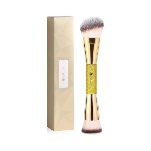 DUcare Foundation Brush Contour Bronzer Makeup Brush Double Ended Self Tanner Brush Sculpting Brush for Blending Liquid Powder Concealer Cream Cosmetics Blush Buffe