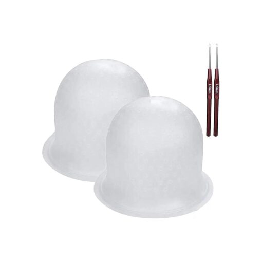 Highlight Caps with Coloring Hair Hook 2 Packs, Frosting Coloring Cap, Professional Salon Silicone Hairdressing Tools