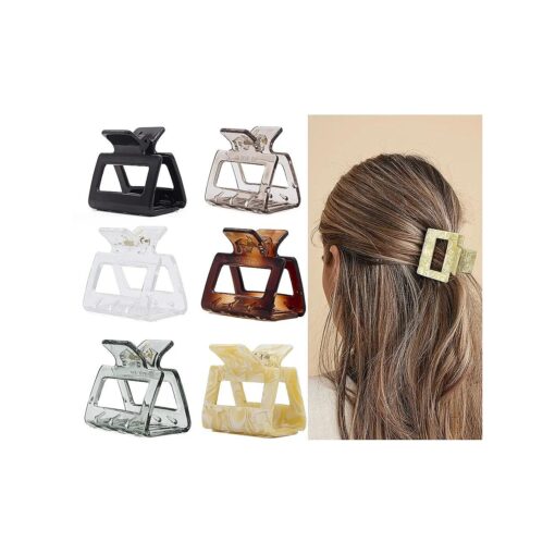 Small Hair Claw Clips for Women Girls Kids, Square Hair Claw Clips for Thin Thick Hair, Medium Hair Jaw Clips Barrettes Octopus Clip Nonslip Square Clip,6 pcs