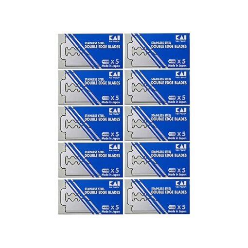 50 Stainless Steel Double Edge Safety Razor Blades from Kai Cutlery