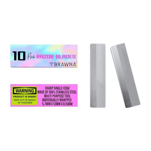 BRAWNA PMU Supplies Eyebrow Razor Blades - Stainless Steel Single Edge Razor Blades - Eyebrow Pencil Shaper - Duckbill - Shape Pencil Sharpening Tool for Waterproof Peel Off Pencils - 10 Pck