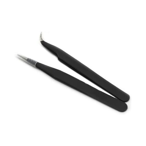 2pcs Elbow & Straight Black Nail Tweezers Rhinestone Picker Manicure Nail Art Tool ( Set-1 )