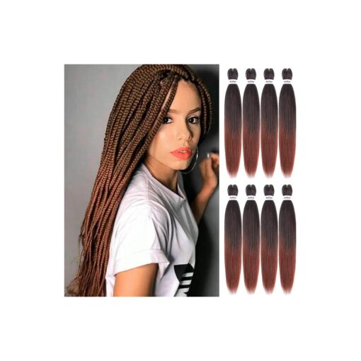 Liang Dian Braiding Hair Pre Stretched Ombre 30 Inch 8 Packs Synthetic Crochet Braids Hot Water Setting Professional Soft Yaki Texture Synthetic Hair Extensions ( 1B/350 )