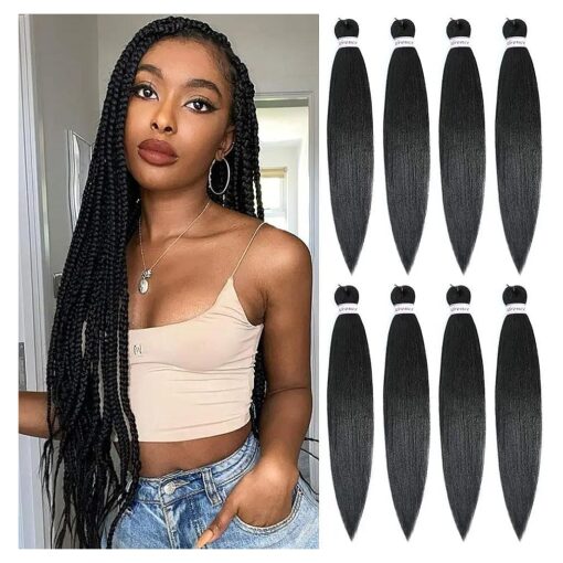 Alrence Pre Stretched Braiding Hair Long Braid 30 Inch 8 Packs Braiding Hair Extensions Professional Synthetic Fiber Crochet Twist Braids