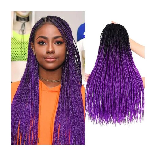 YONALA Purple Senegalese Twist Crochet Hair 18 Inch 6 Packs Pre Twisted Crochet Twist Hair Pre Looped Crochet Braids Hair For Black Women Kids 30 Strands/Pack