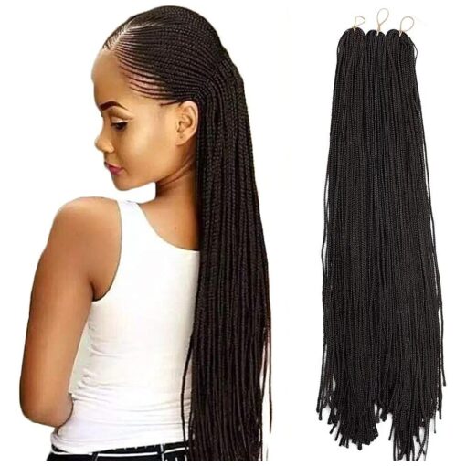 Long Micro 3X Pre-Looped Synthetic Zizi Braids 10 Packs/Lot 28 Inch 50g/Pack 4 # Color Thin Small Box Braid Crochet Twisted Hair Synthetic Kanekalon Braiding Hair Extension