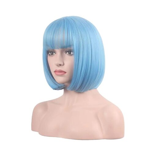 Short 12 Inches Straight Synthetic Cosplay Wig for Women ( light blue )