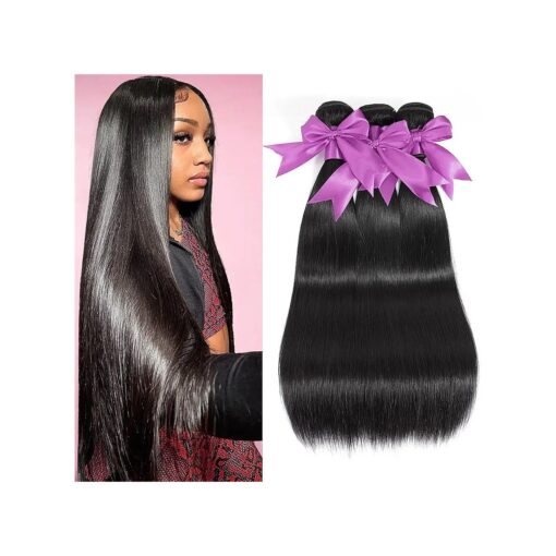 12A Human Hair Bundles 20 22 24 Inch Straight Bundles Human Hair 100 % Unprocessed Brazilian Virgin Weave 3 Bundles Deals Thick & Tangle Free ...