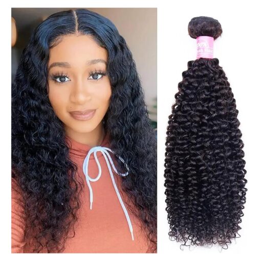 Kinky Curly Hair 1 Bundle 24 inch Unprocessed Virgin Peruvian Curly Human Hair Bundles Natural Black Color Kinky Curly Bundles Hair Weft Weave Extensions 100g/bundle