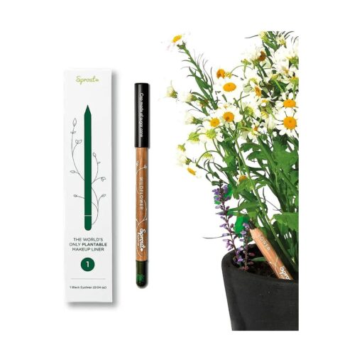 Sprout Waterproof Eyeliner | Smooth & Soft | Vegan Formula | Plantable Eyeliner Pencil with Wildflower Seeds | Makeup Gift | Black