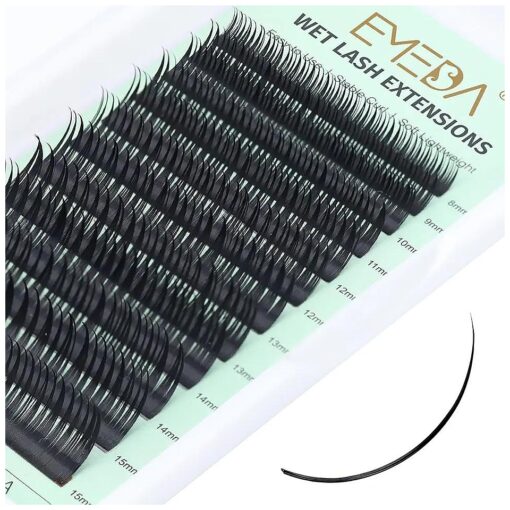 EMEDA Wet Eyelash Extension Individual Lashes 0.07 C D Curl Wet Lash Clusters DIY Lash Extensions Super Matte Wet Look Lashes ( 0.07 D Curl Mix 8-15mm )