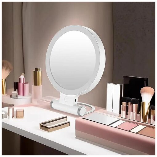 Lighted Makeup Mirror with Magnification : 10X Magnifying Mirror with 2000mAh Rechargeable Battery, Portable Mirror Travel Accessories Essentials Stuff for Women, Upgraded