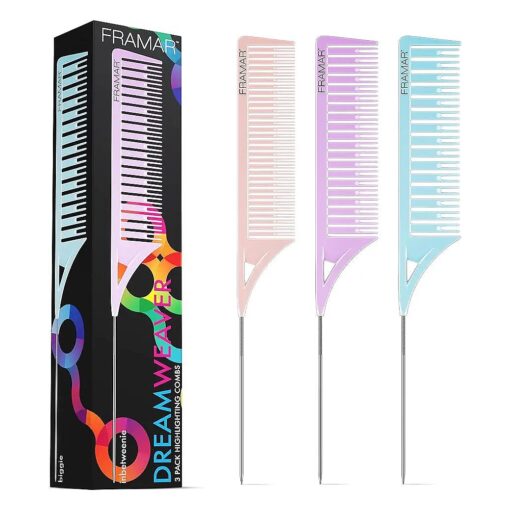 Framar Dreamweaver Highlight Comb Set - Combs for Hair Stylist, Highlighting Comb, Hair Dye Comb, Hair Highlighter Comb with Metal Pick, Balayage Comb