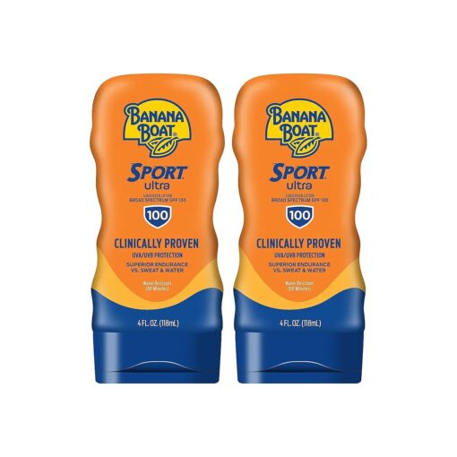 Sport Ultra SPF 100 Sunscreen Lotion, 4oz | Banana Boat Sunscreen Lotion SPF 100, Banana Boat Sunscreen SPF 100 Lotion, High SPF Sunscreen Pack SPF 100, 4oz each Twin Pack