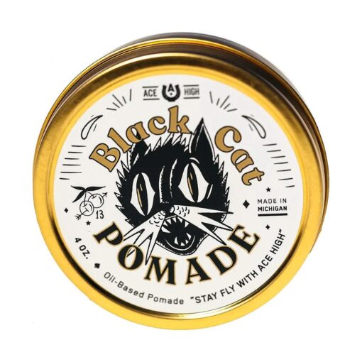 Ace High Black Cat Pomade, Firm Hold, High Shine, Oil Based, Hand Crafted, 4oz