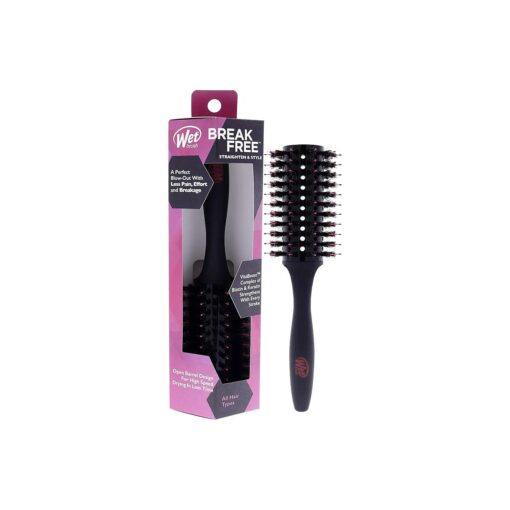 Wet Brush Straighten & Style Round Brush - for All Hair Types - A Perfect Blow Out with Less Pain, Effort and Breakage - Open Barrel Design For High Speed Drying In Less Time, Black