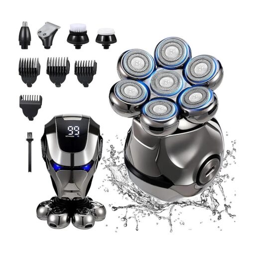 Head Shavers for Bald Men, BestMal 6 in 1 Head Shaver 7D Electric Razor Rechargeable Rotary Shavers for Men Wet/Dry Waterproof Mens Grooming Kit with Nose Hair Sideburns Trimmer and Face Cleaning Brush