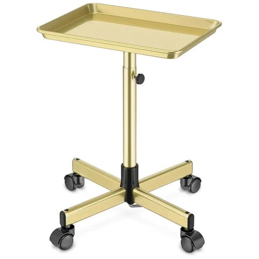 Salon Tray on Wheels - Premium Aluminum Tattoo Tray Rolling Trolley - Adjustable Salon Service Rolling Tray Hairdresser Cart with Clinic Spa Rolling Tray Wheels ( bronze )