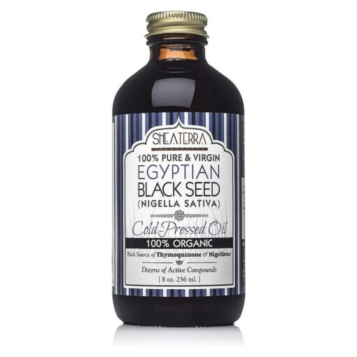 Shea Terra Egyptian Black Seed Cold Pressed Extra Virgin Oil | All Natural & Organic Oil to Boost Immune System, Improve Hair Growth & Skin Tone, Manage Dry Skin, & More - 8 oz