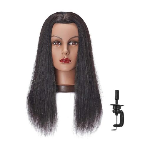 20-22" Mannequin Head With Human Hair Styling Training Head Dolls for Cosmetology Manikin Maniquins Practice Head with Stand ( 9926B0214H )