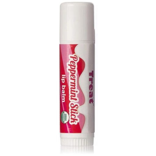 TREAT ( c ) Jumbo Lip Balm - Peppermint Stick Jumbo Lip Balm, Organic & Cruelty Free ( .50 OZ )